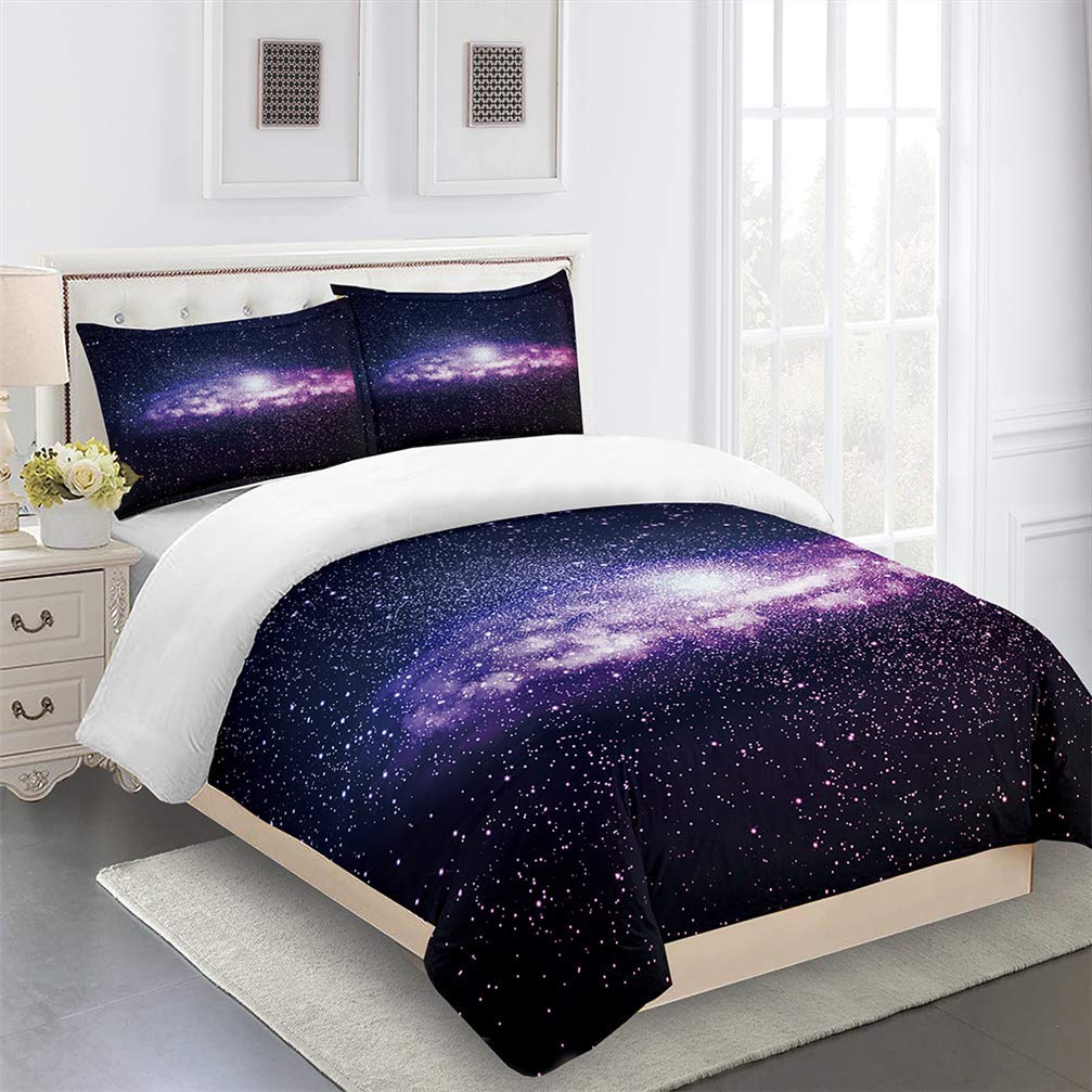 WENYA 3D Universo Terra Via Lattea Dodici Costellazioni Biancheria da Letto Nero Blu Viola Copripiumino e Federa Ragazza Ragazzo Bambino Microfibra Copripiumino con Cerniera (Stile 5, 220x260 cm