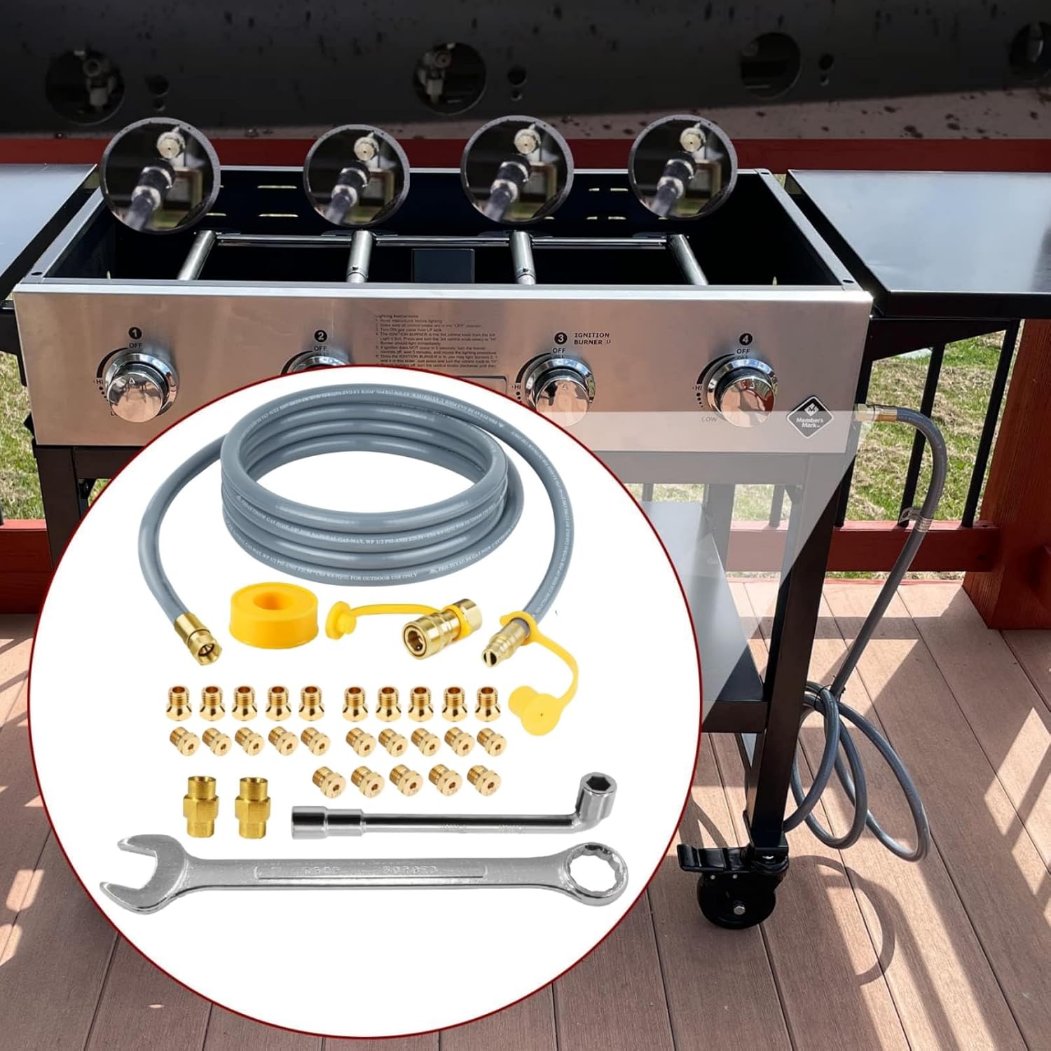 MCAMPAS 5249 Propane to Natural Gas Conversion Kit -10FT 3/8" ID Hose & Orifices for Blackstone 28"/36" Griddles,Compatible with Rangetop Combo,Tailgater & Single Burner Rec Stove