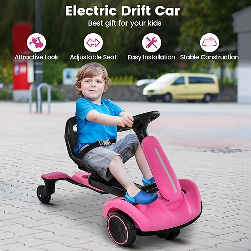 Miniatura 2 de Costzon Coche de deriva eléctrico de 6 V con giro de 360 grados, asiento ajustable de 2 posiciones arriba y abajode adelante a atrás, velocidad