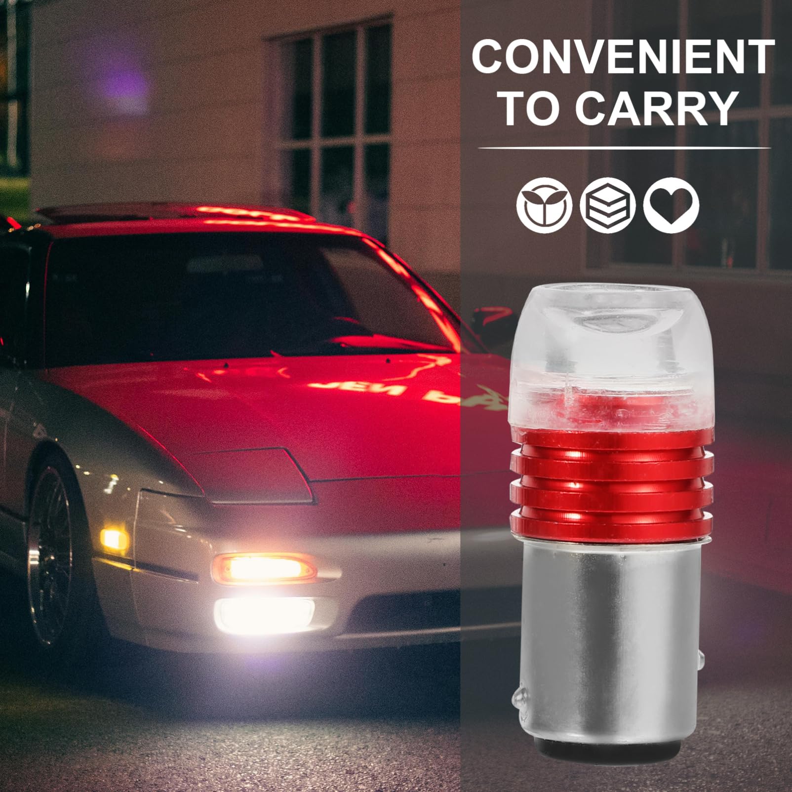 Garneck LED de Aluminio Bombillas para Moto Motocicleta Traseras 2 12v Eléctrica Instalación de 3w Rojo Fácil Aleación y Vidrio Pack para Accesorios