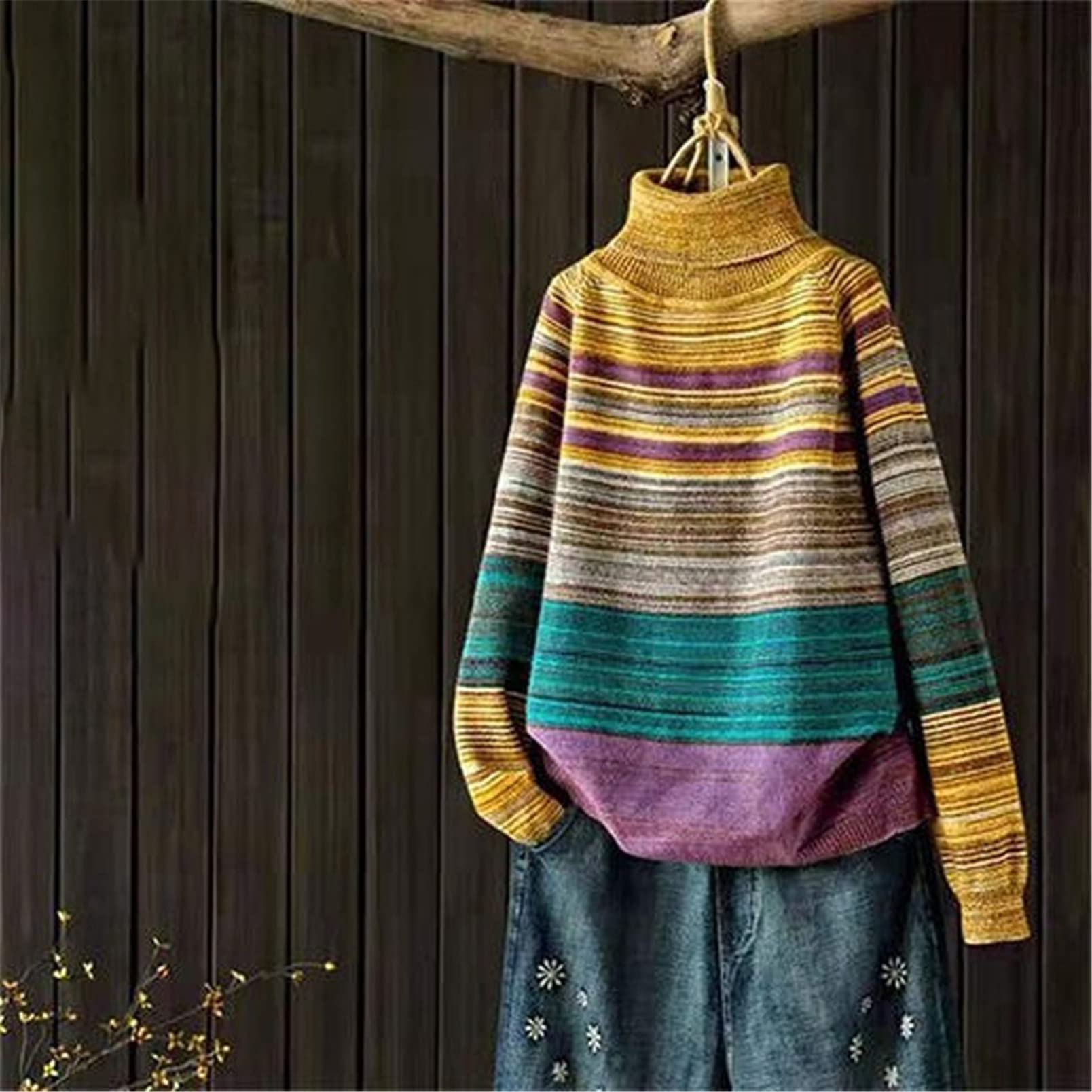 Damski sweter na co dzień wąski golf jednolity kolor zima podstawowe topy dziki długi rękaw pulower dół