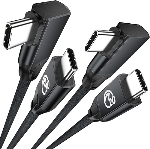 UseBean Cable USB C a USB C de 100 W, 10 pies (paquete de 2), ángulo recto USB 3.2 Gen2x2 20Gbps transferencia de datos y carga rápida PD, cable de