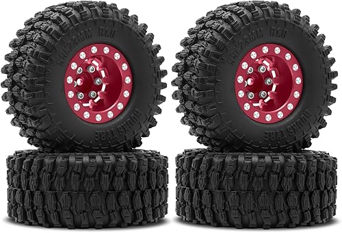OGRC - Ruedas 1.0, llantas de plato profundo, compensación negativa de 0.276 in con nuevo compuesto 1.0 neumáticos para axial SCX24 Gladiator Bronco