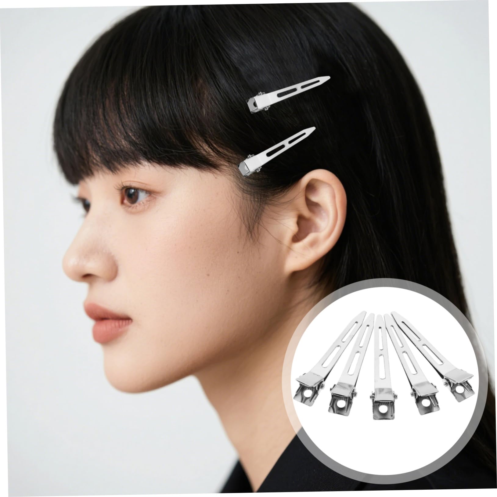 PLAFOPE 2 Boxen Silber Metall Haarklammern Edelstahl Duckbill Clips für Frauen und Mädchen Flache Haarspangen mit Starkem Halt Schonend für Dickes und Nasses Haar Langlebige Friseur