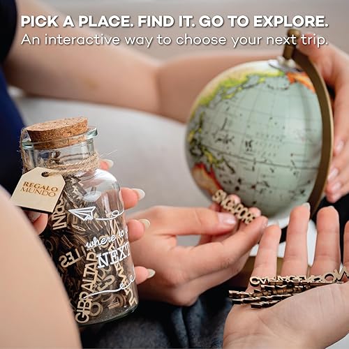 Miniatura 4 de Where to Go Next – Tarro de destino de viaje | Regalo de viaje ecológico para viajeros, parejas y aventureros | 100 lugares tallados de madera para