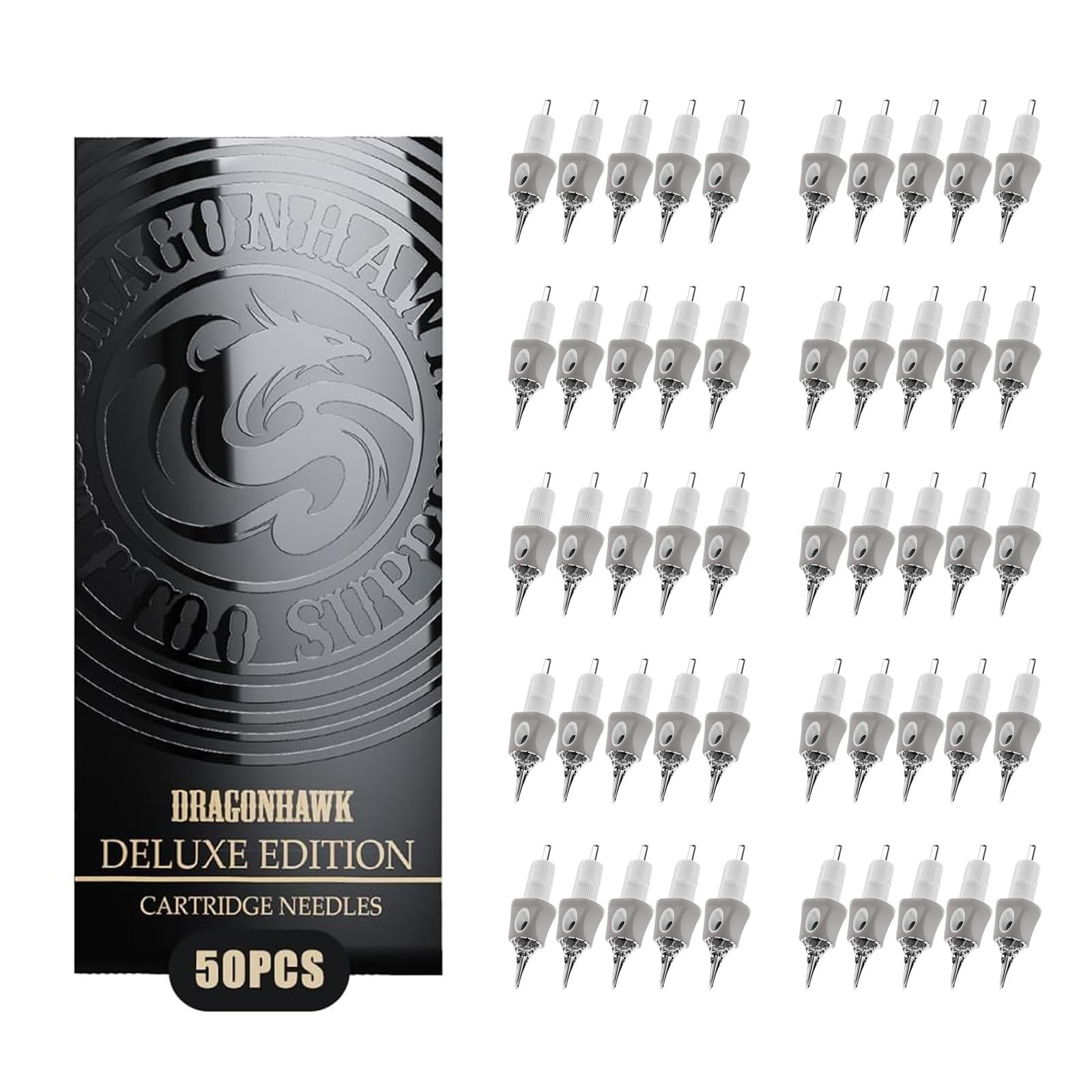 Dragonhawk Tattoo Nadeln 1007RL, 50 Stück Round Liner Präzise Rund Liner | Extra Glatte Gleitfähigkeit, Präzise Rundlinien, Membran-Design, Minimale Vibration Universell Tattoo Maschine