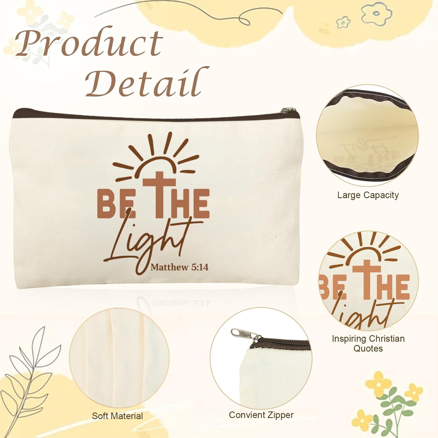 24 Pcs Christian Cosmetic Bags Bulk for Women Bible Verse Makeup Bags Christian Gifts Inspirational Canvas Pouches with Zipper for Cosmetics Journaling Motivational Supplies (Christian) - Image 3