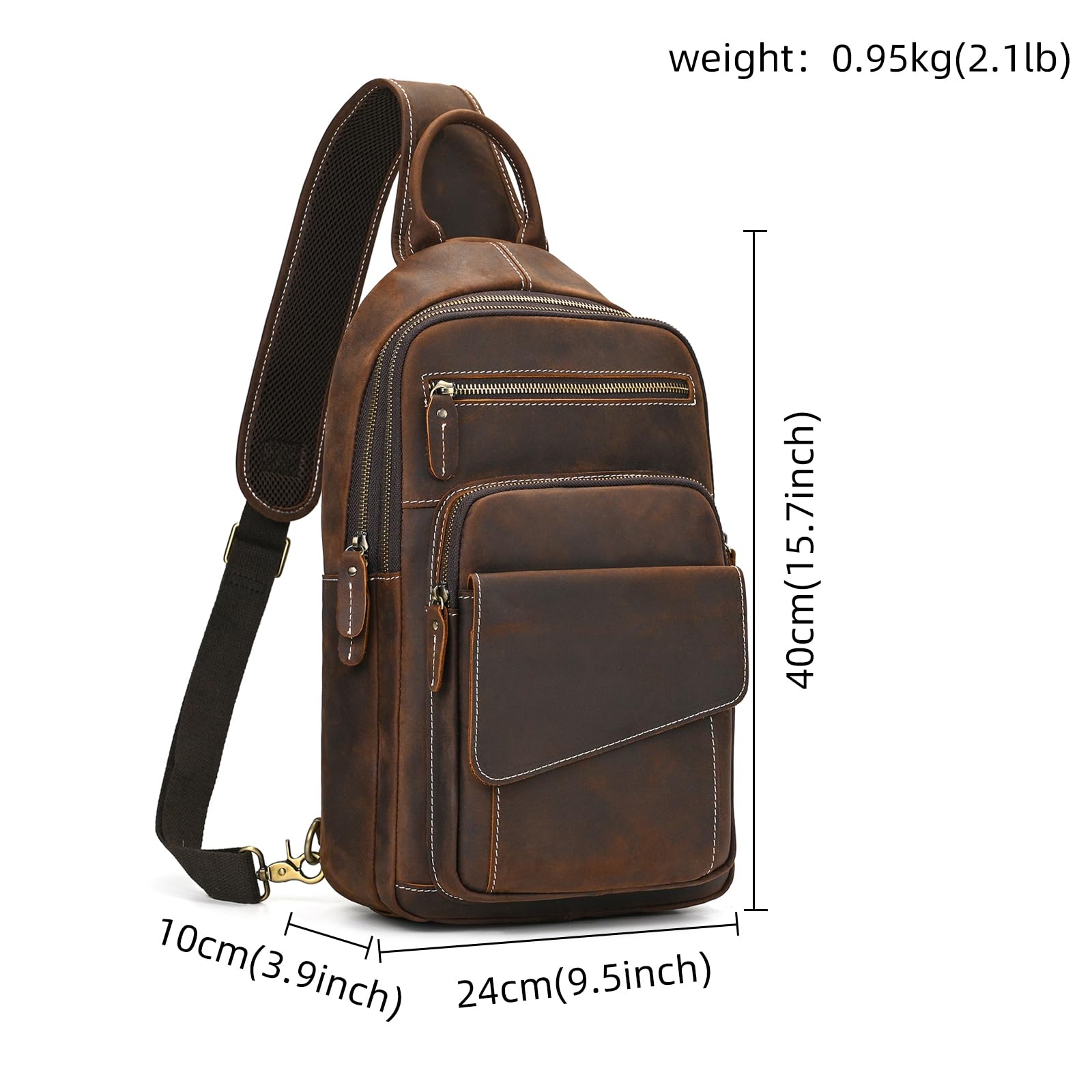 Brusttasche Herren Echtes Leder Schultertasche Crossbody Sling Bag Anti-Diebstahl Umhängetasche Für Reisen