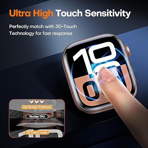Miniatura 4 de TOCOL Paquete de 8 protectores de pantalla para Apple Watch Series 11/10 de 1.654 pulgadas, [HD transparente] [resistente a los arañazos]