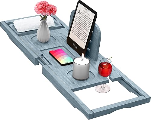 Vista 53 de Bandeja de bañera de alta calidad, bandeja de baño, mesa de bandeja de bañera para bañera, bandeja de baño para bañera, tamaño ampliable, se adapta