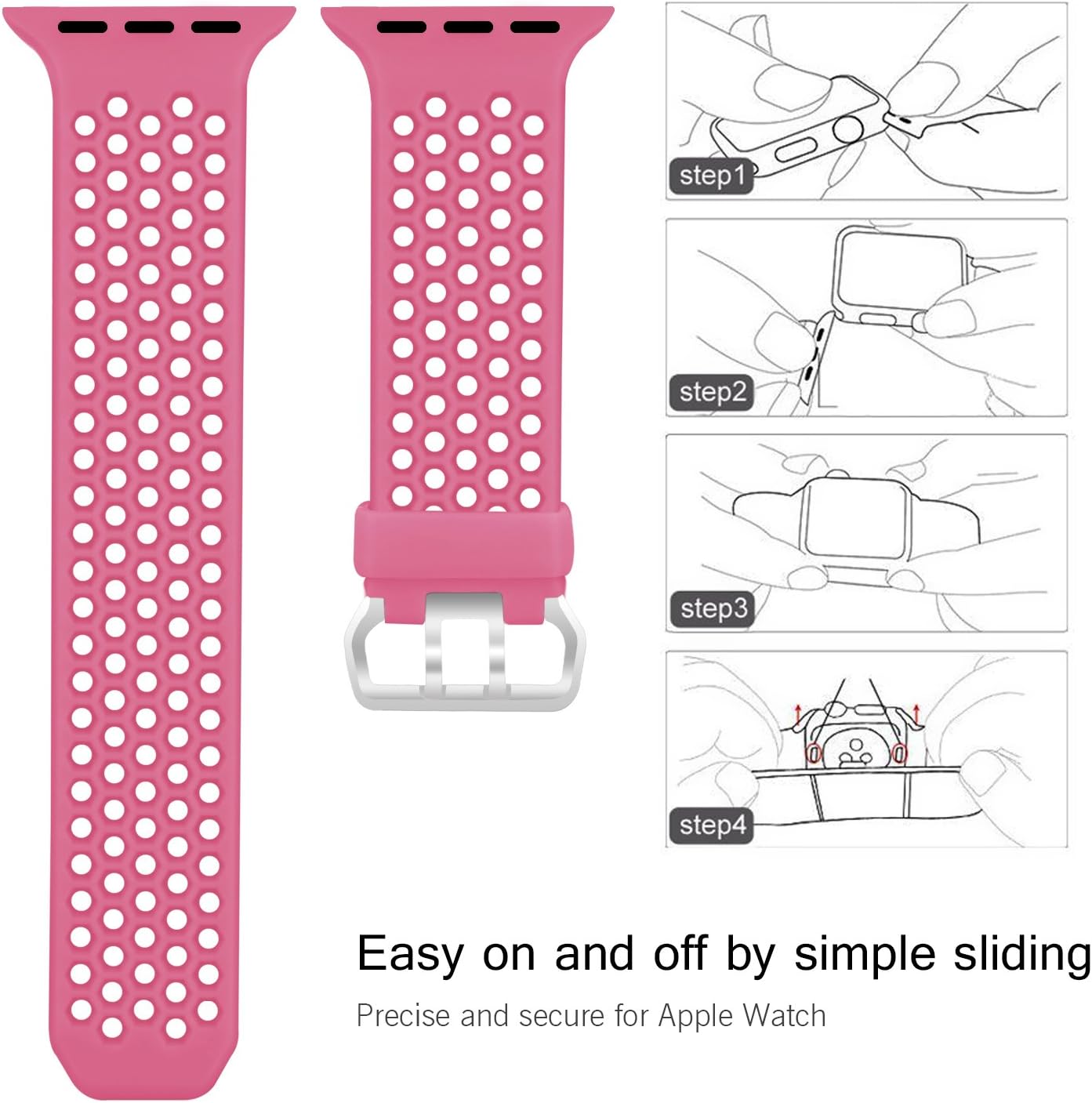 UMAXGET Compatible with Apple Watch Band Series 8/7/6/5/4 42mm/44mm/45mm/49mm 38mm/40mm/41mm , Soft Silicone Breathable Sport Band Compatible with iWatch Series Ultra/8/7/6/5/4/3/2/1/SE for Men Women