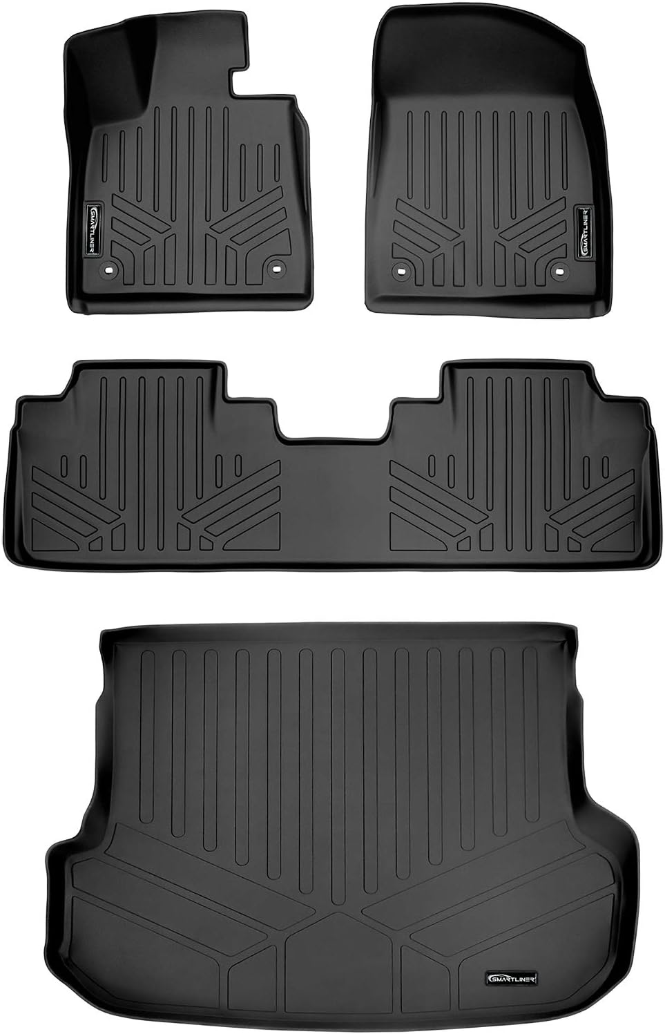 SMARTLINER Custom Fit Floor Mats 2 Rows and Cargo Liner Set Black