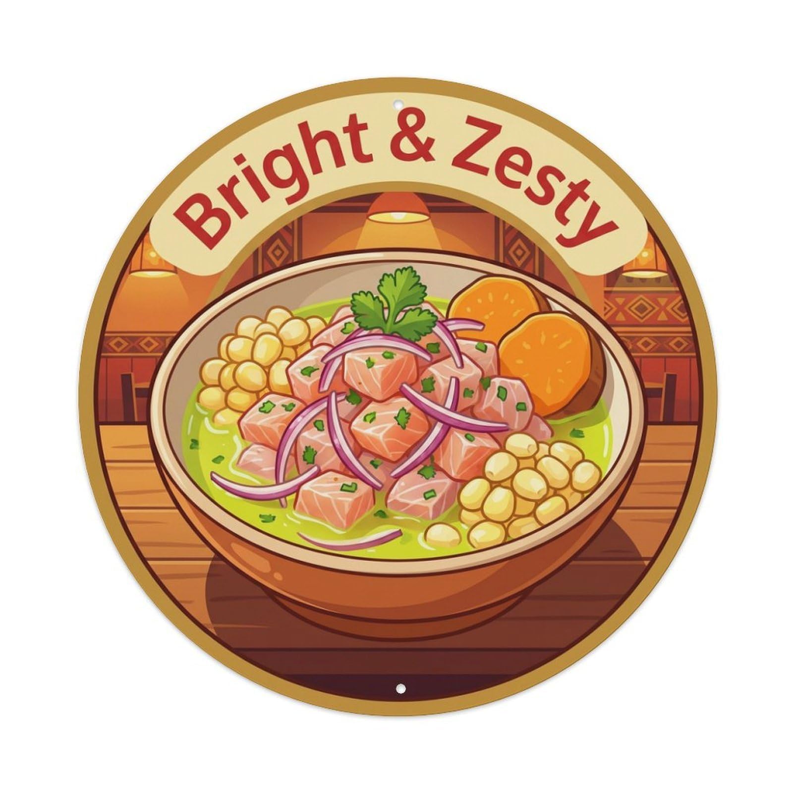 Metal Tin Sign Ceviche Citrus Gourmet Food