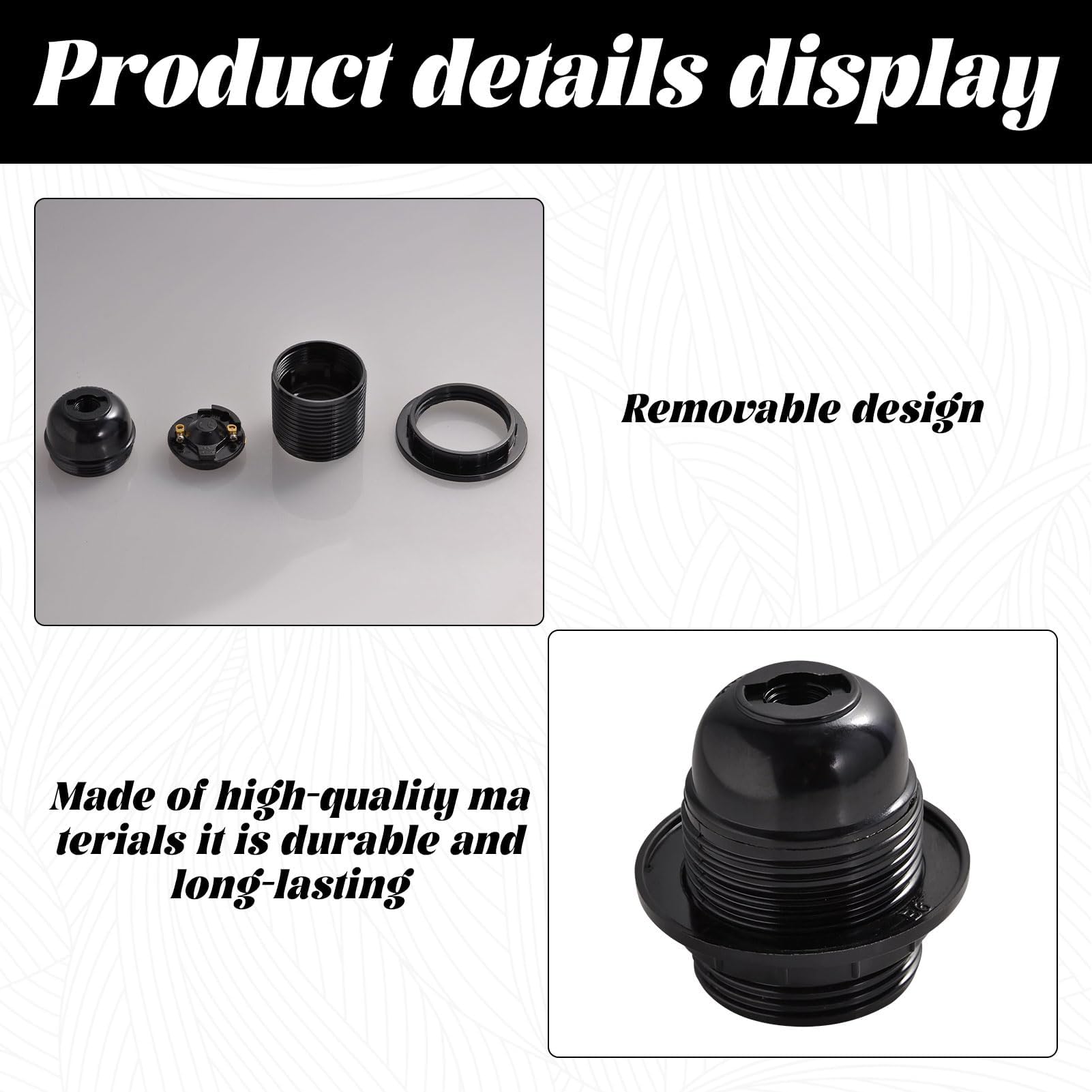 Grosion 2Pcs E27 Lamp Holder,Edison Screw ES E27 Light Fitting Bulb Holder,Light Bulb Pendant Socket,Table Lamp Fittings with Shade Lampshade,for Table Ceiling Pendant Light - Image 3
