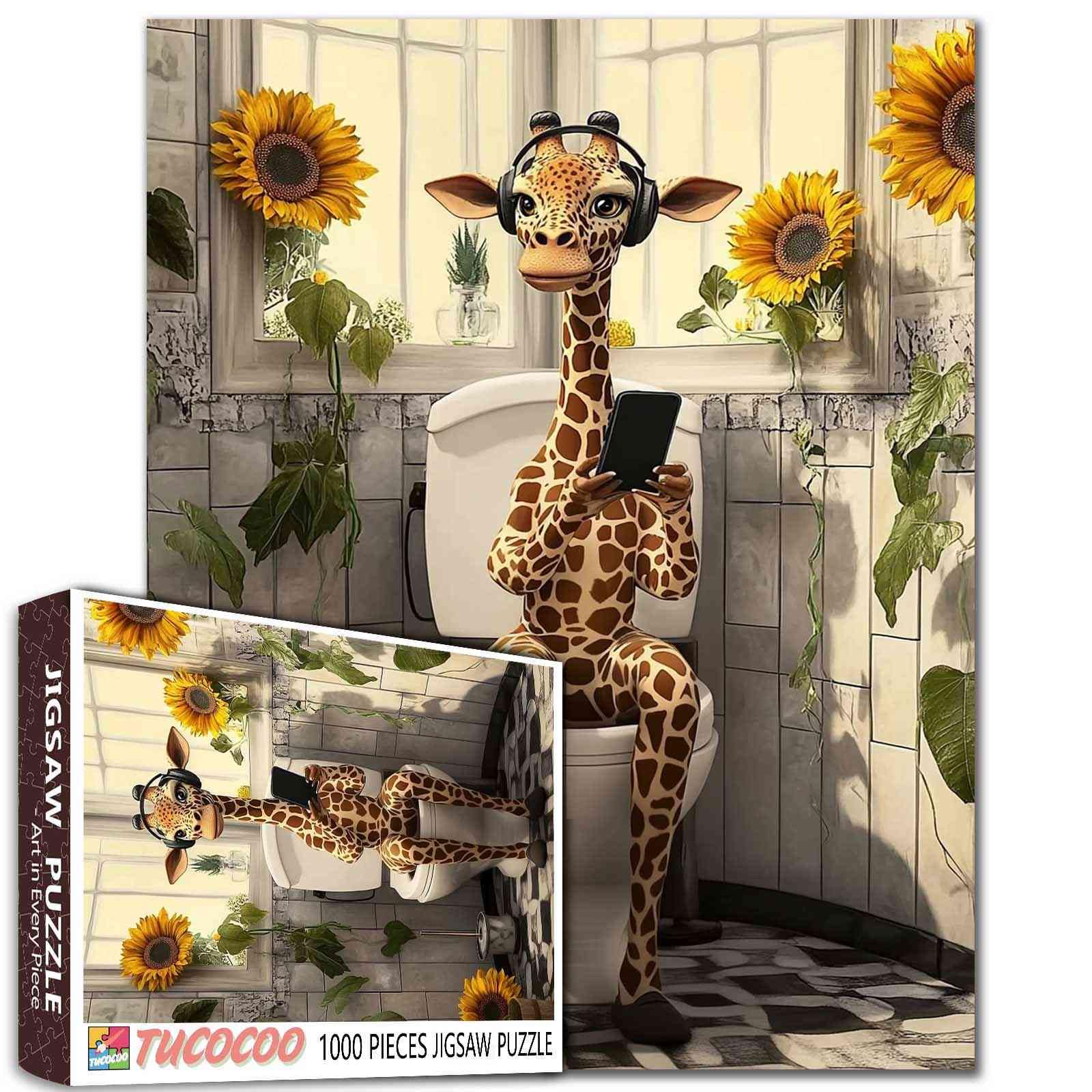 Giraffe Puzzles for Adults 1000 Pieces Wildlife DIY Handwork Puzzles Animals Toilet Art Jigsaw Puzzles for Family Game Nights Puzzle Home Decoration