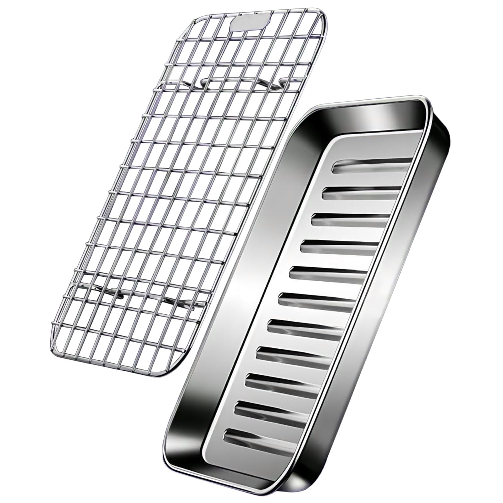 Bandejas para Hornear de Acero Inoxidable antiadherentes, Bandeja para Hornear con Rejilla de Alambre para Horno, Bandeja Rectangular para Hornear, bandejas Resistentes para hornea