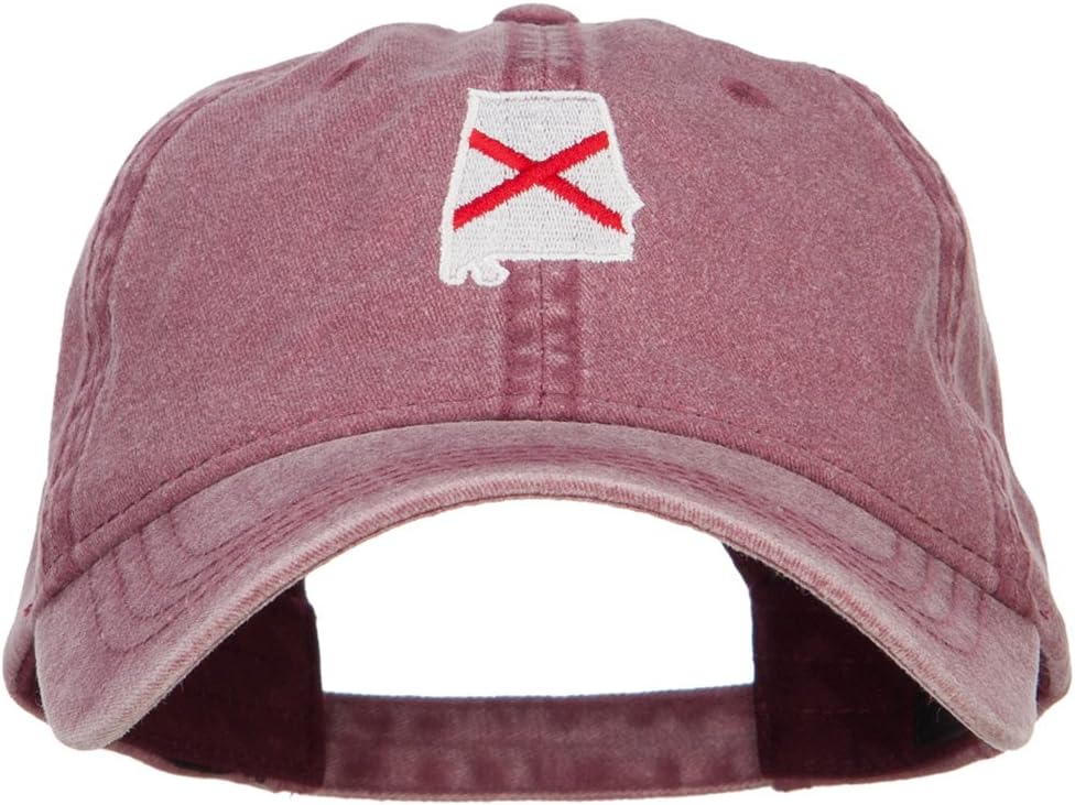 e4Hats.com Alabama State Flag Map Embroidered Washed Cap
