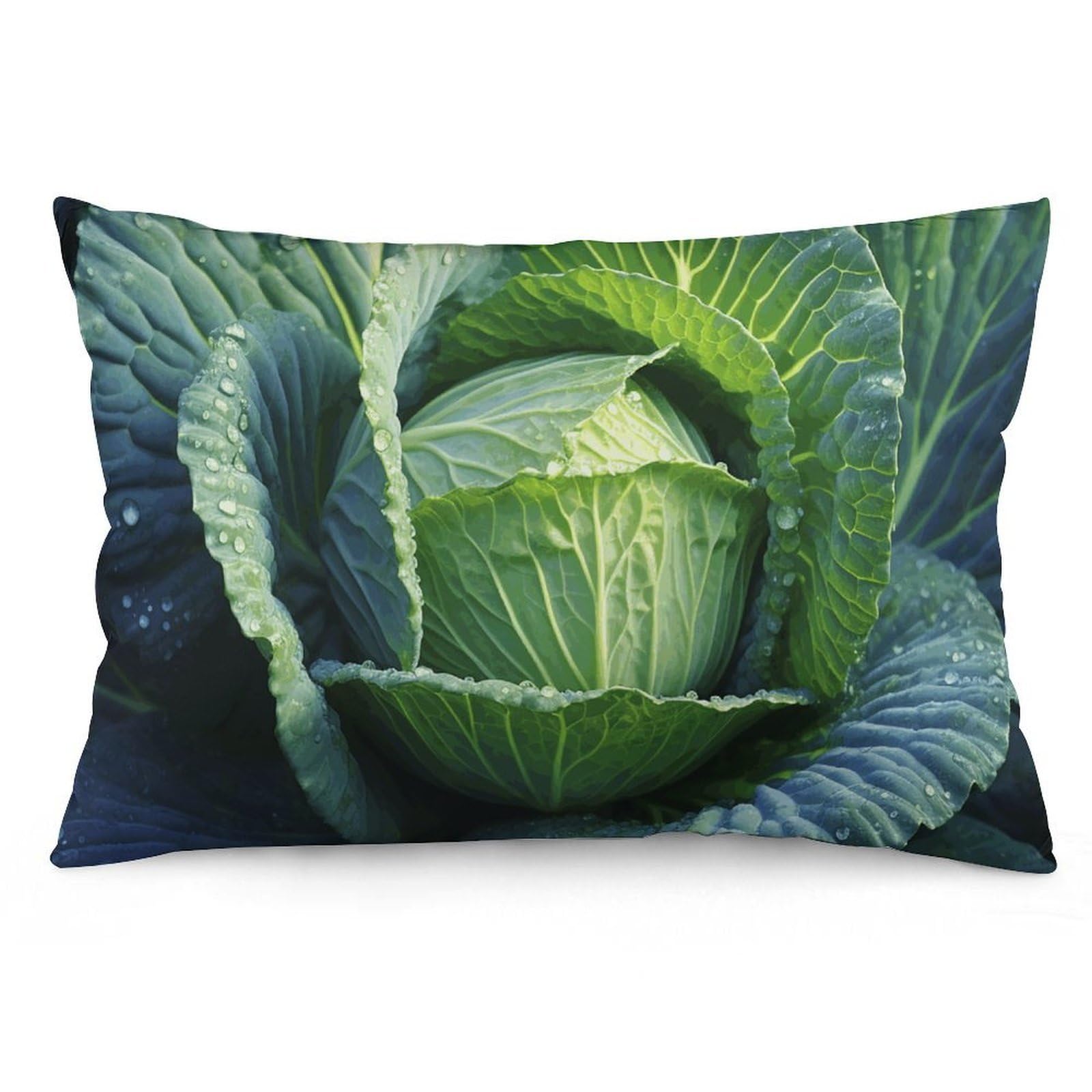 Velvet Pillowcases Standard Size 12 "x20, Ultra Soft Breathable Pillow Cases for Bed, Luxury Cozy Fuzzy Pillow Shams, Lumbar Pillow Cover, Bright Cabbage Cushion Case Home Decor