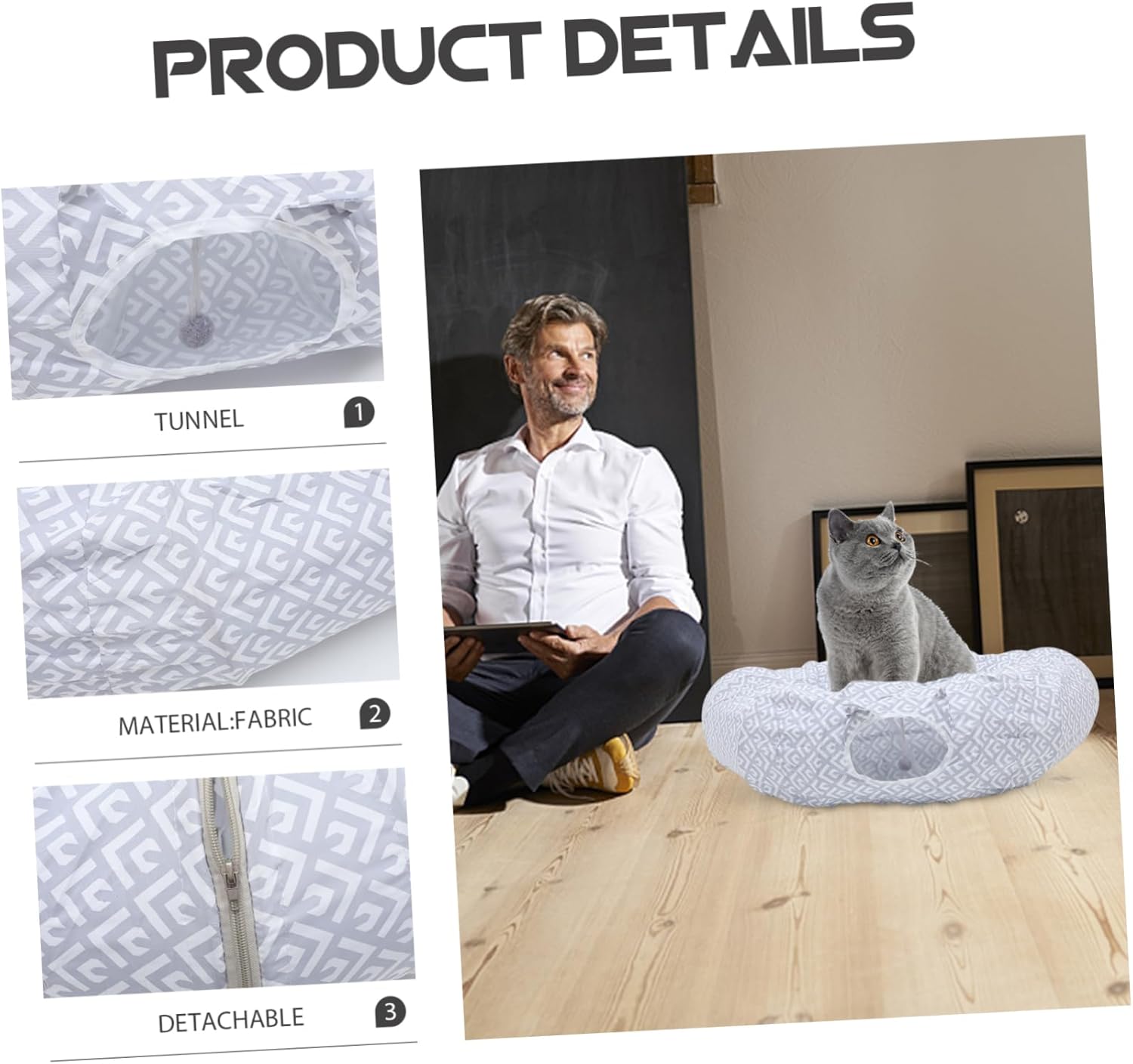 Collapsible Cat Tunnel Bed Cat Bed Cave for Indoor Cats Cozy Donut Cat Bed Plaything Interactive Cat Tunnel for Kittens and Pets for Play and Rest