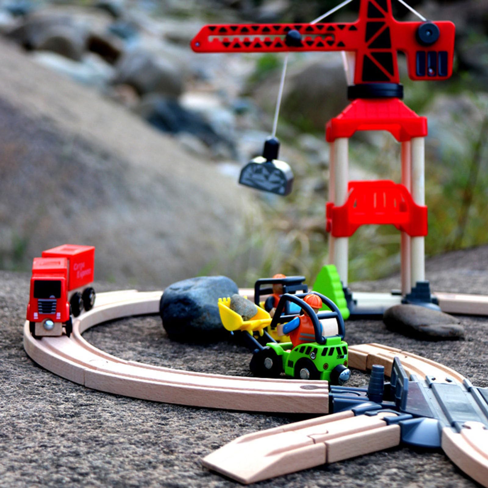Set di Binari per Treno in Legno, Giocattolo Ferrovia Elettrica ad Alta velocità
