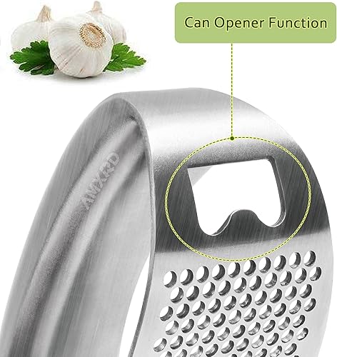 Miniatura 4 de Balancín de prensa de ajo y pelador de silicona, picadora de ajo de acero inoxidable, herramienta de cocina