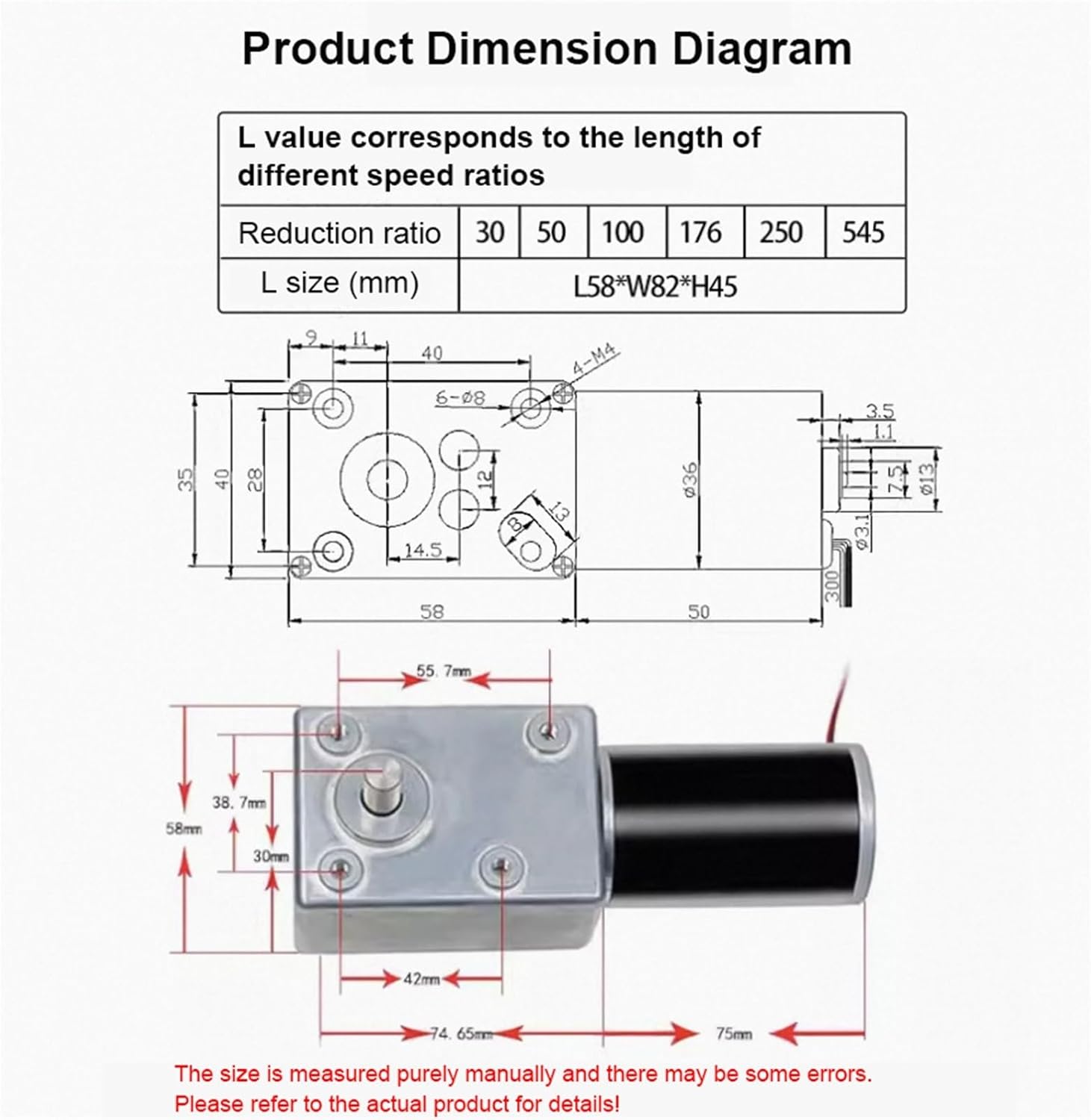 10pcs 5882-45 DC Reduction Motor 12V 24V high Torque Turbine Worm self-Locking Low-Speed Speed Regulation Forward and Reverse(24rpm,24V)