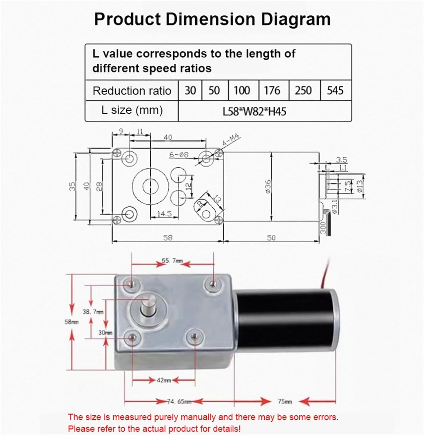10pcs 5882-45 DC Reduction Motor 12V 24V high Turbine Worm self-Locking Low-Speed Speed Regulation Forward and Reverse(34rpm,12V)