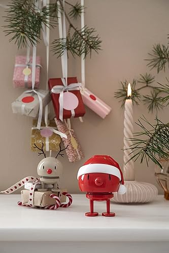 Miniatura 4 de Hoptimist Baby Santa Bimble, rojo, adorno para decoración del hogar, diseño danés, plástico con resorte de metal, pequeño, crea un movimiento alegre