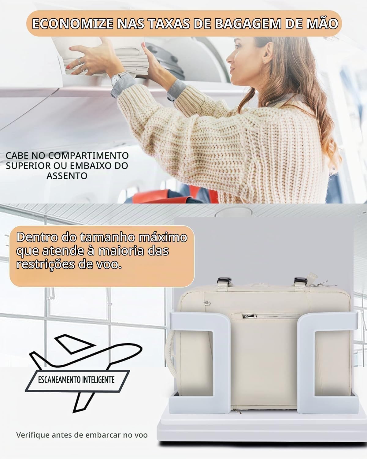 Mochila Viagem Avião Expansível 40L Impermeável Bagagem de Mão Premium Mochila Viagem Avião Expansível 40L Impermeável Bagagem de Mão Premium