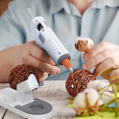 Miniatura 7 de MONVICT - Kit de pistola de pegamento caliente, mini pistola de pegamento de 40 W con punta fina y 30 barras de pegamento, soporte de ventosas y