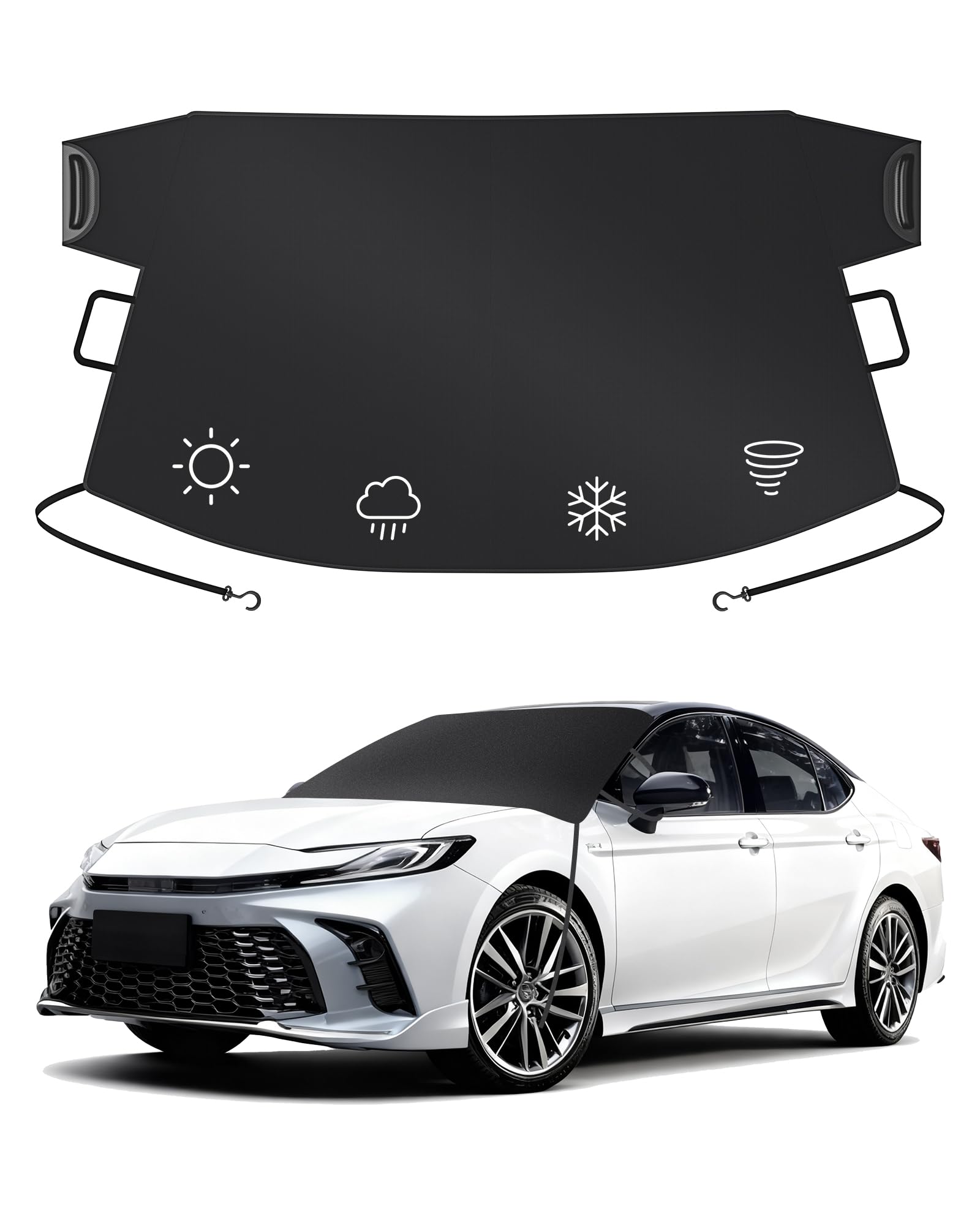 Windshield Cover for Ice and Snow | 600D Upgraded Heavy Duty Oxford Fabric | Car Snow Cover for Most Sedans, SUVs, Trucks | Protection from Snow, Ice, Frost | Winter Car Accessories (67"x48")
