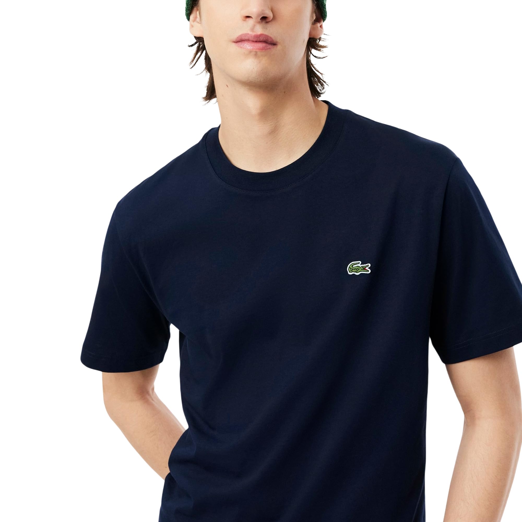 Lacoste TH7318 - Camiseta básica para Hombre, Cuello Redondo, Corte Regular, Azul Marino, XXL