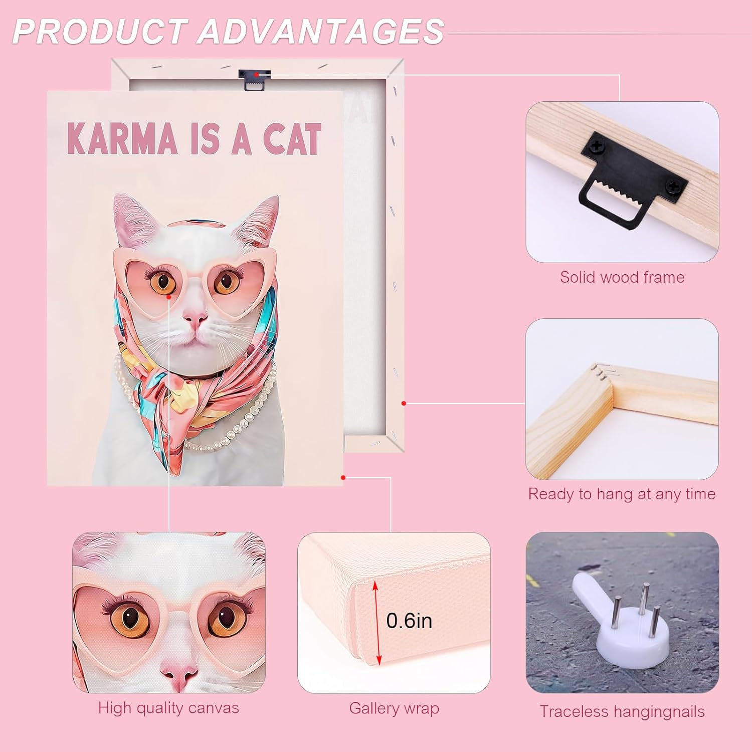 BFKDKG Taylor Poster wall art, Canvas wall art, Karma Is A Cat Album Prints, Lyrics Poster for Bedroom, Pink Room Wall Decor, Music Art Wall Decor for Girls Fans 16x24in