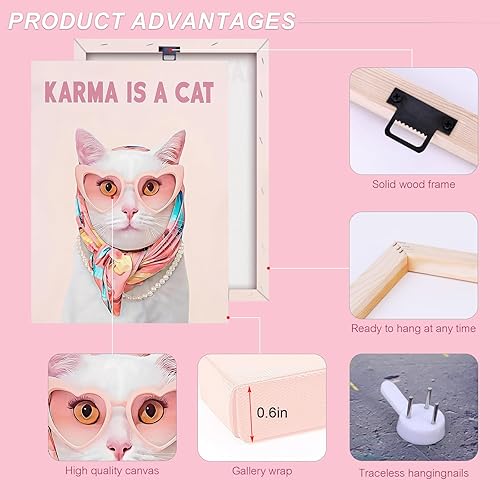 Miniatura 6 de BFKDKG Taylor - Póster de pared en lienzo, arte de pared de Karma Is A Cat, póster de letras para dormitorio, decoración de pared de habitación