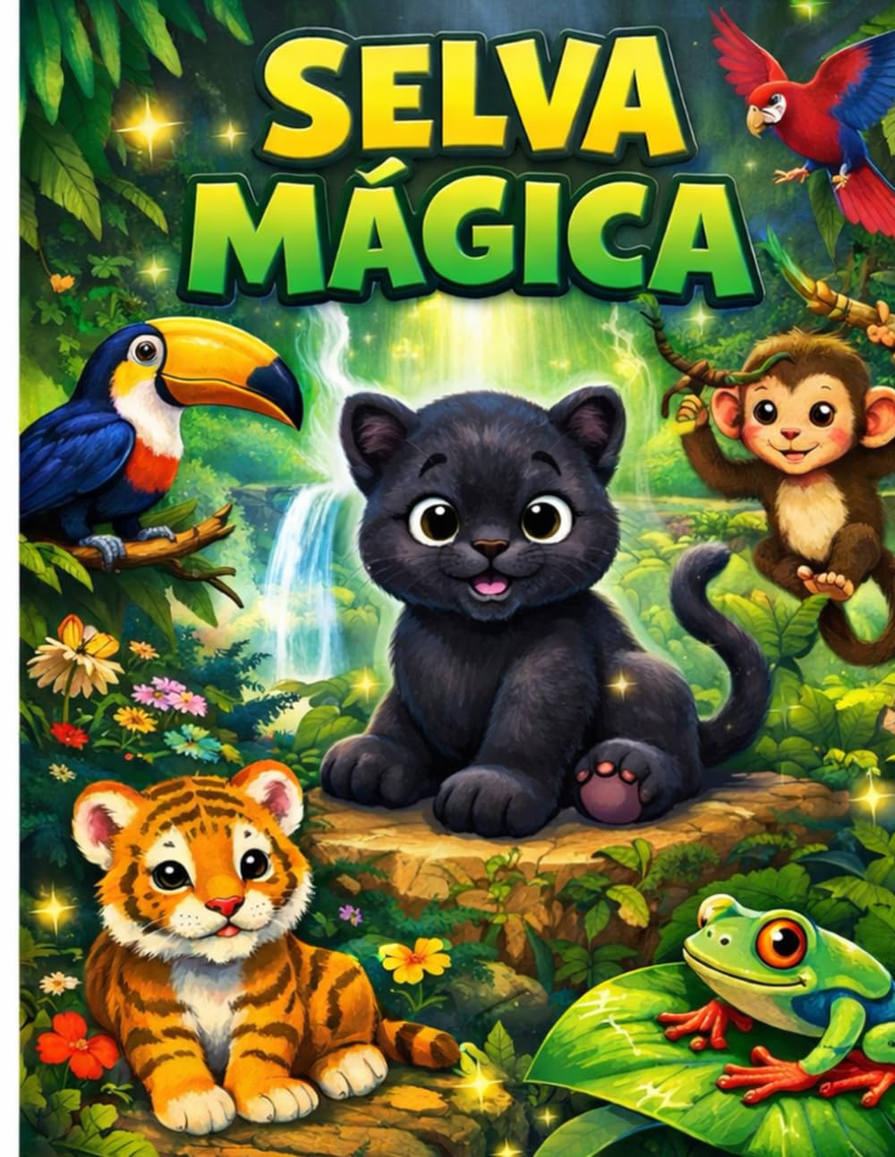 Animales de la Selva: Libro para Colorear para Niños 3-6 Años | 30 Dibujos Grandes y Fáciles