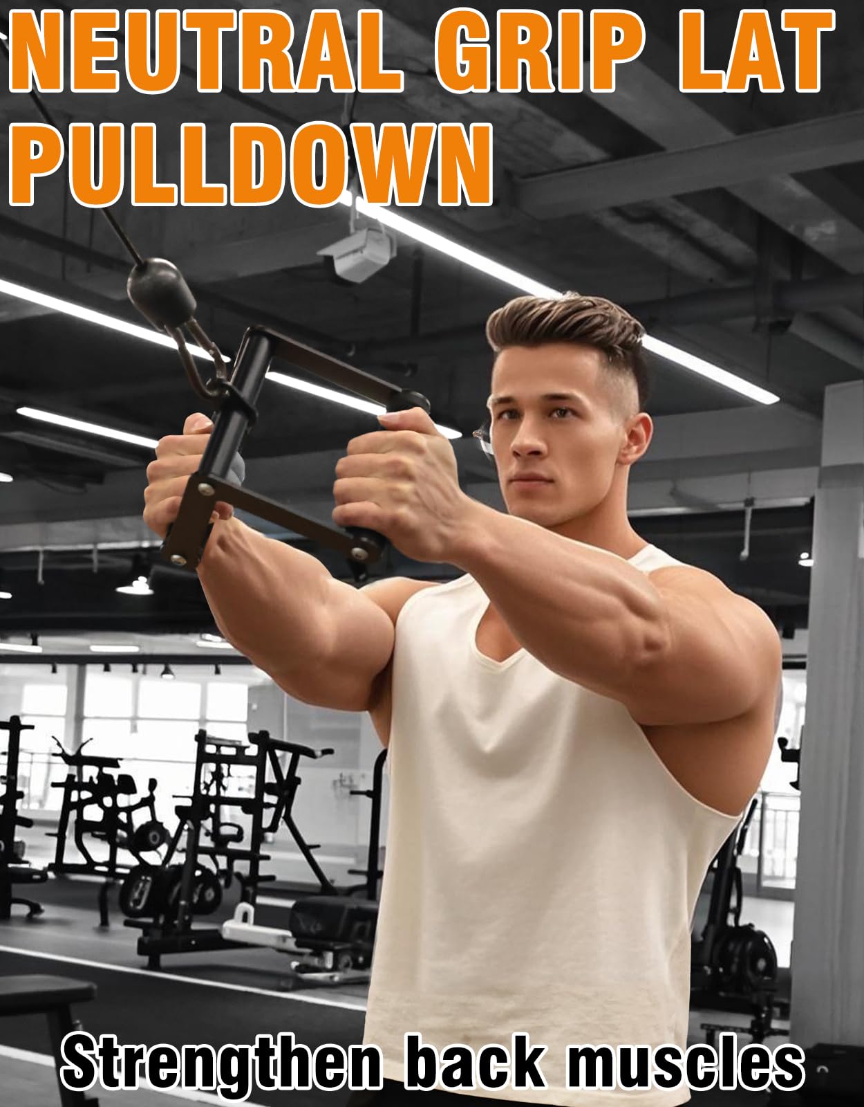 Fitarc Maniglia Double D Accessori Cavi per Palestra, Accessorio V‑Bar Antiscivolo per Attrezzatura Home Gym, Accessorio T‑Bar per Rematore, Accessori per Lat Pulldown e Accessorio per Macchina a Cavo