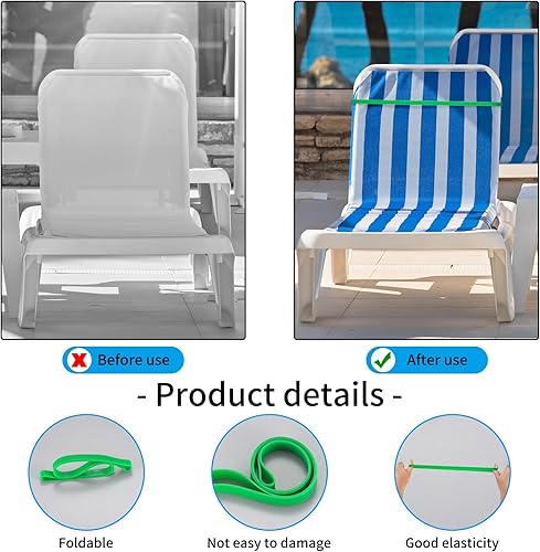 Miniatura 3 de 12 bandas de toalla para sillas de playa, crucero, bandas de silicona para toallas de playa, bandas de toalla elásticas de goma para sillas de