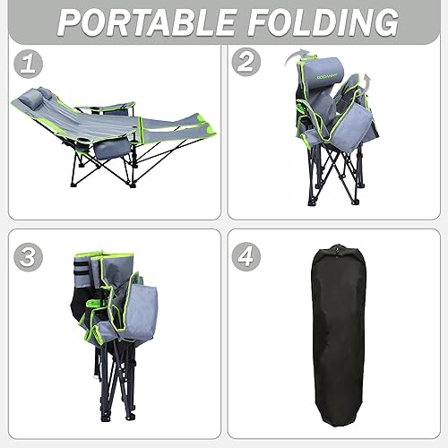 Miniatura 7 de Silla de camping doble, respaldo ajustable para dos personas, sillas reclinables con reposapiés, sofá biplaza plegable de gran tamaño, oficina,