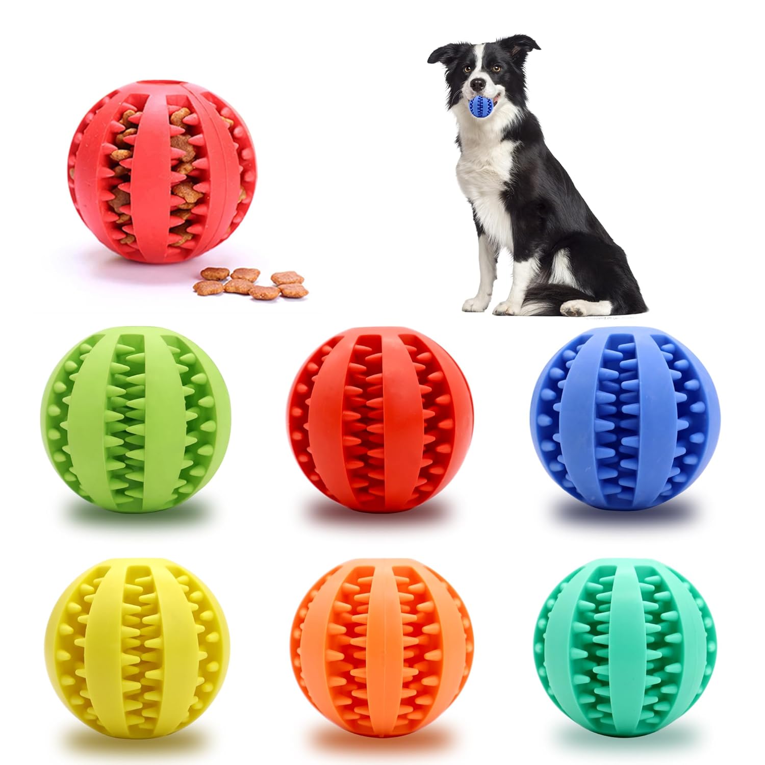 Interactive Dog Treat Ball Toys for Aggressive Chewers Teething Toys to Keeping Them Busy Dogs Balls Food Treats