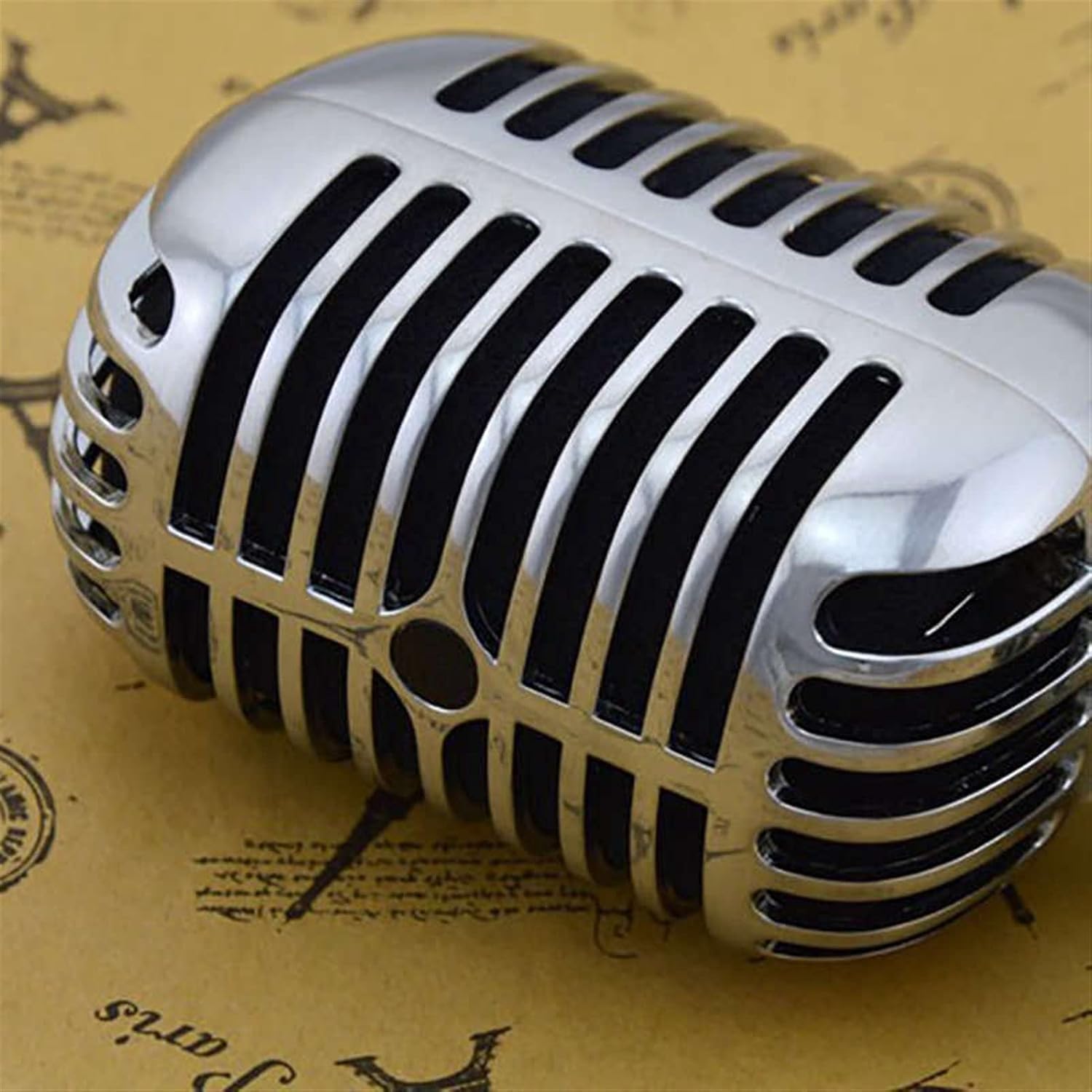 Mikrofon Retro Profesjonalny Przewodowy Klasyczny Mikrofon W Stylu Vintage Dynamiczna Ruchoma Cewka Mike Deluxe Metalowy Wokal Mikrofon Ktv W Starym Stylu Kompatybilny Z Każdym Lapto, Silver