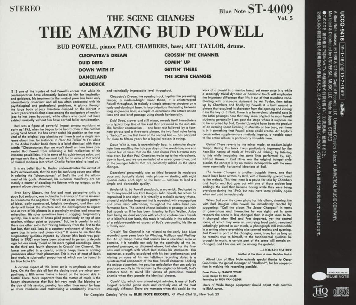THE AMAZING BUD POWELL BUD POWELL - The Scene Changes +1 - CD