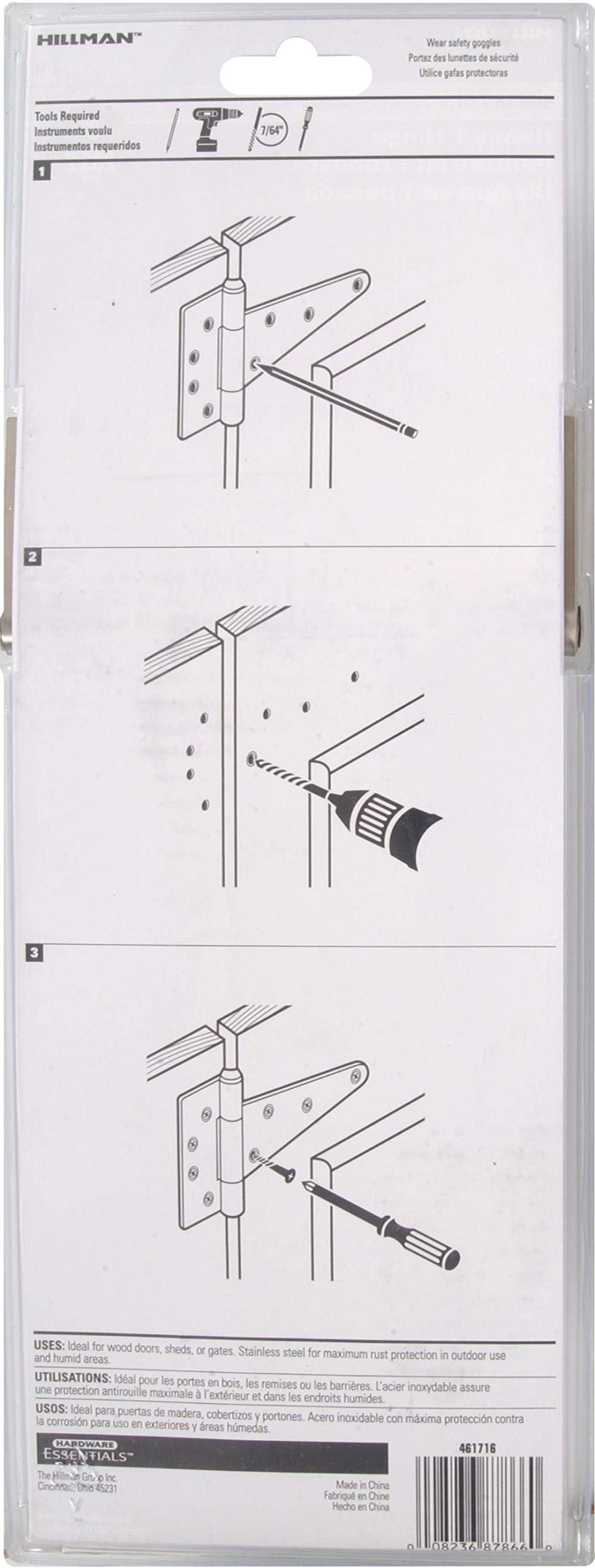 The Hillman Group The Hillman Group 851830 - Bisagra en T pesada de 20,32 cm, acero inoxidable, 1 unidad