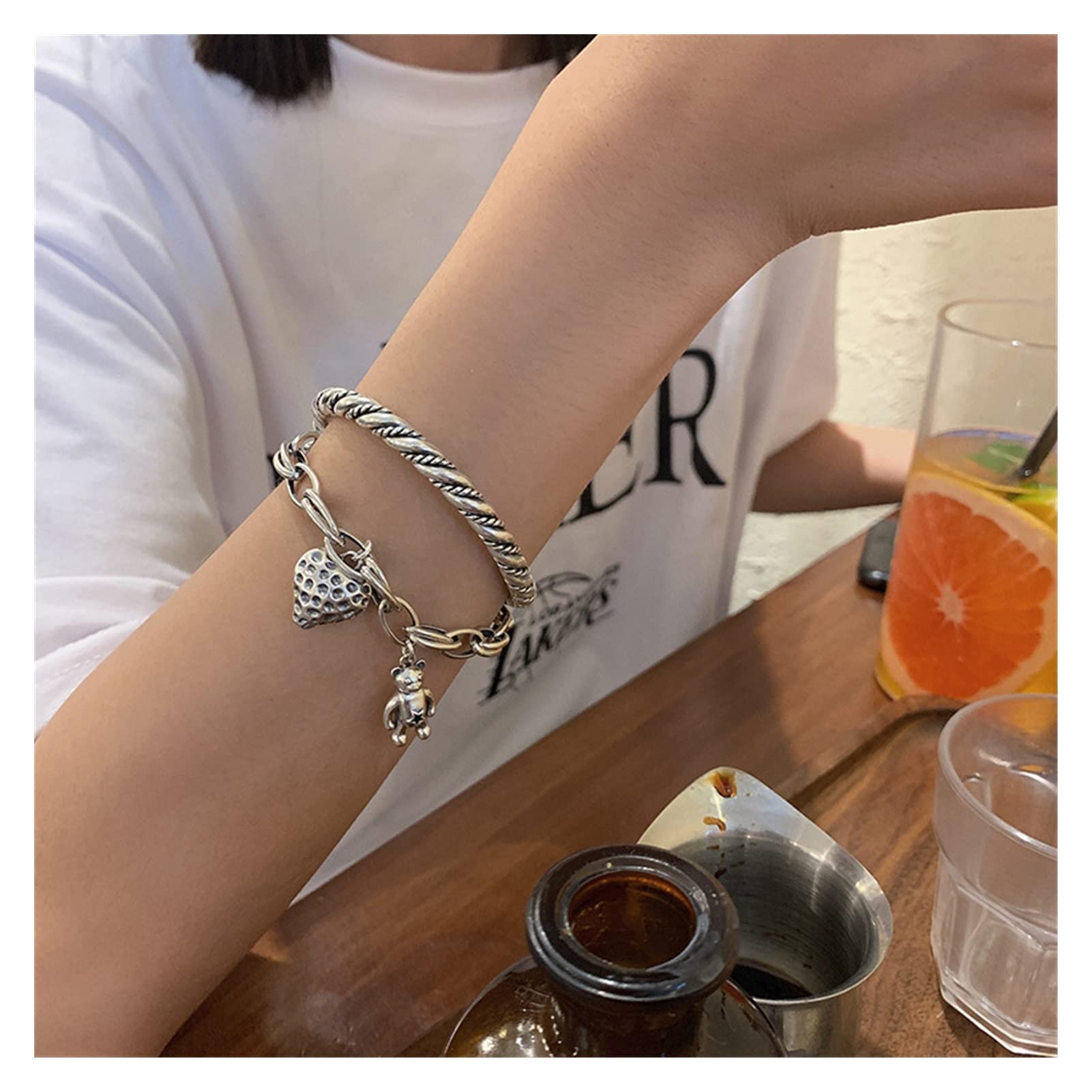 Amazon.co.jp: チャームブレスレット 925 シルバー太いスネーク 