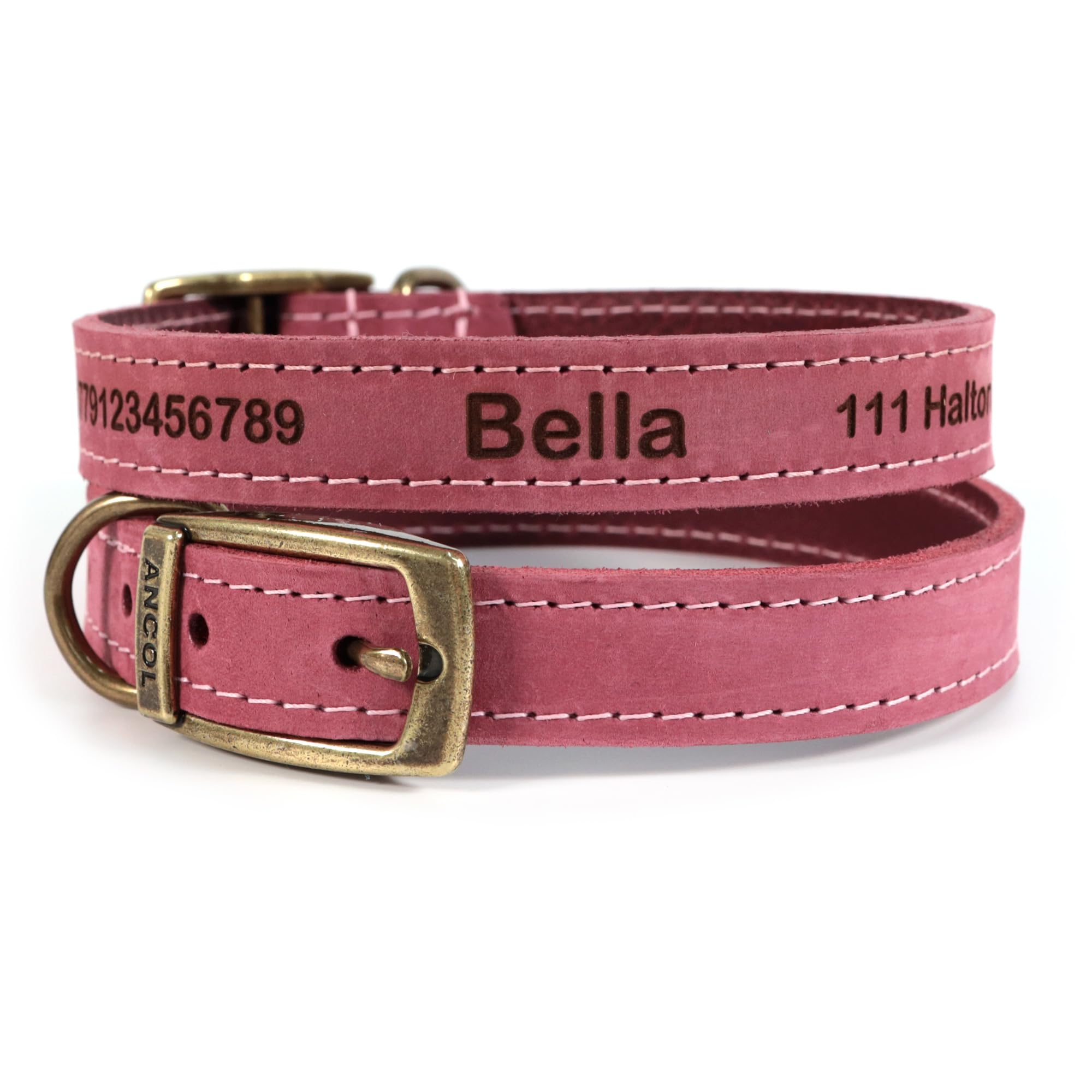 Personalised Custom Leather Dog Puppy Collar + Optional Lead | Design Your Unique Pet ID Tag | Laser Engraved - Size 1, Red โ image 1