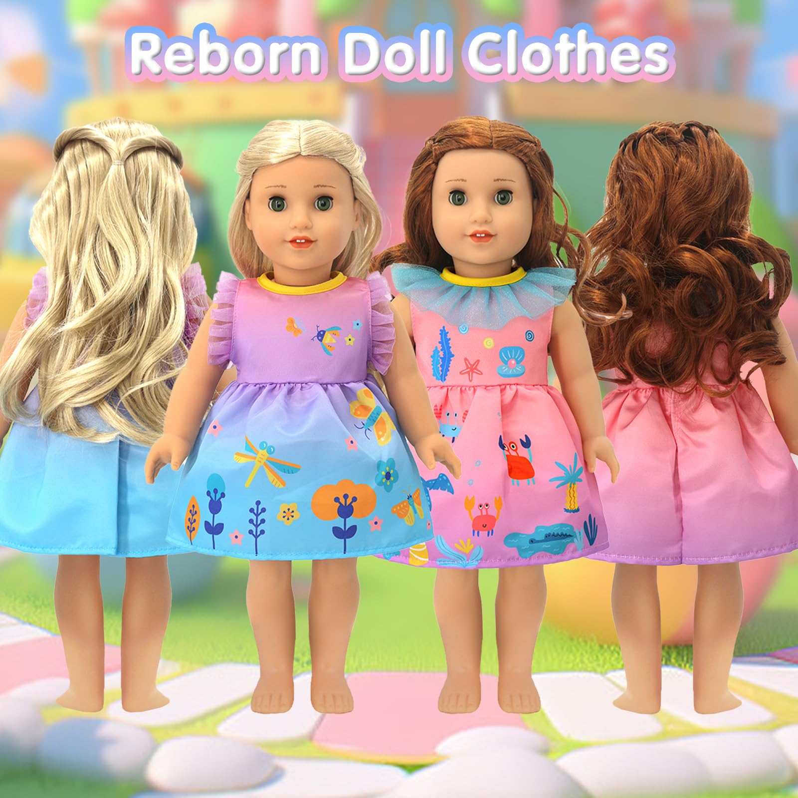WanderGo Poppenkleding voor baby's, 35-43 cm, 5-delige outfit met kleding, haarband, schoenen, haarspeld sieraden, balletstijl, babypop, kleding voor poppen van 35-43 cm (zonder pop