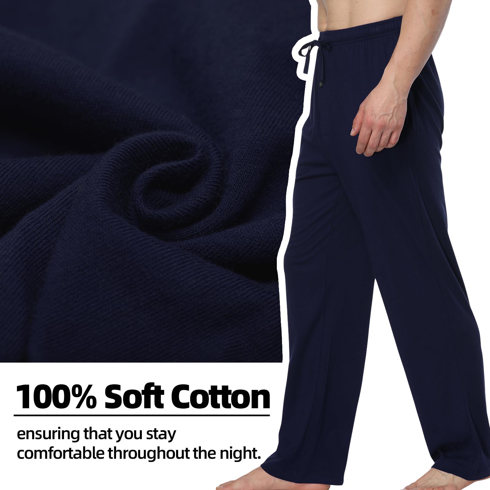 HomyComy Pantaloni Pigiama Uomo 100% Cotone Leggero Abbigliamento da Notte Pantaloni del Pigiama Sciolti a Quadri da Uomo con Coulisse e Tasca