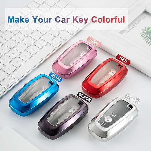 Miniatura 9 de Funda de llavero para Ford, funda de piel auténtica con llavero para Ford, Azul