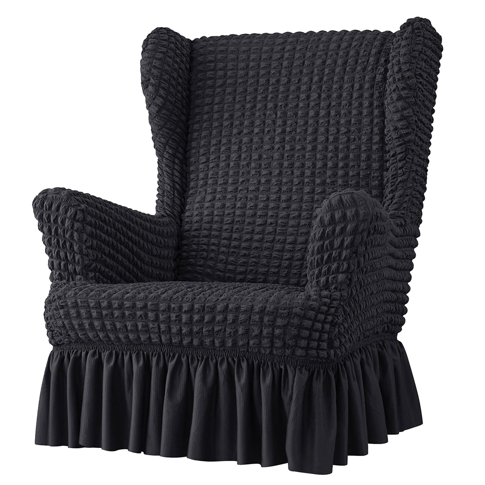 CRFFZ Stretches Wingbacks Chair Slipcover, Wing Chair Covers with Skirt Soft Wing Back Covers with Arm with Elastic Bottom Removable Slipcover