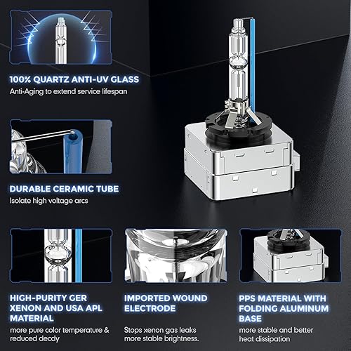 Miniatura 6 de TechWizHub D3S HID - Bombillas para faros delanteros de xenón 8000K, color blanco azulado de 35 W, haz altobajo, repuesto 66340 42403 42302 42302C1,