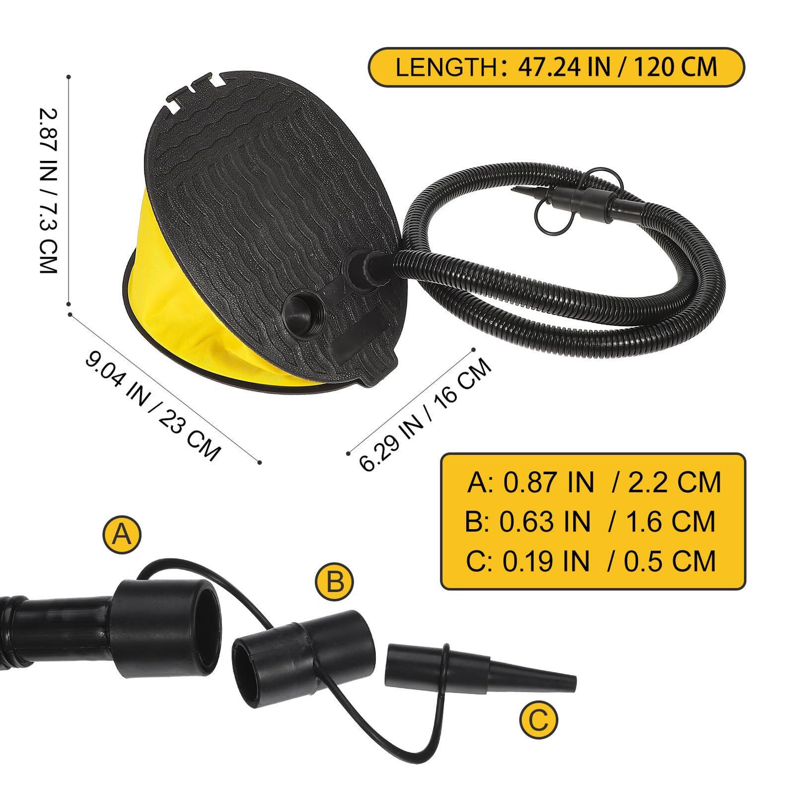 Ciieeo 3 Stück Fußpumpe Blasebalg mit Adaptern für Luftbett und Gymnastikball Robust Kompakt Fußbetrieben Geeignet für Camping Kajak Boot Schnelle Befüllung und Entleerung